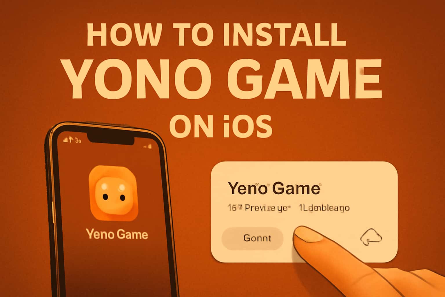 Informational scene depicting the installation process of Yono Game on iOS.