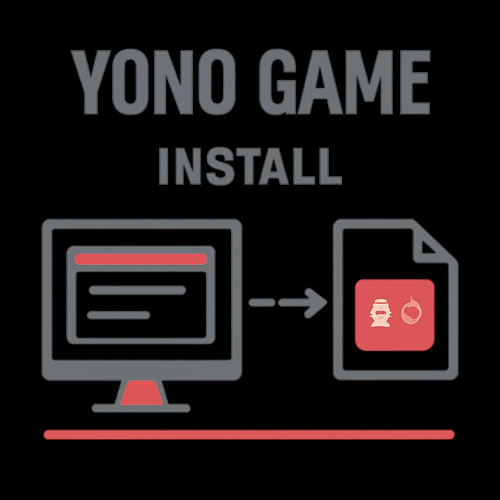 Illustration showing installation steps for Yono Game.