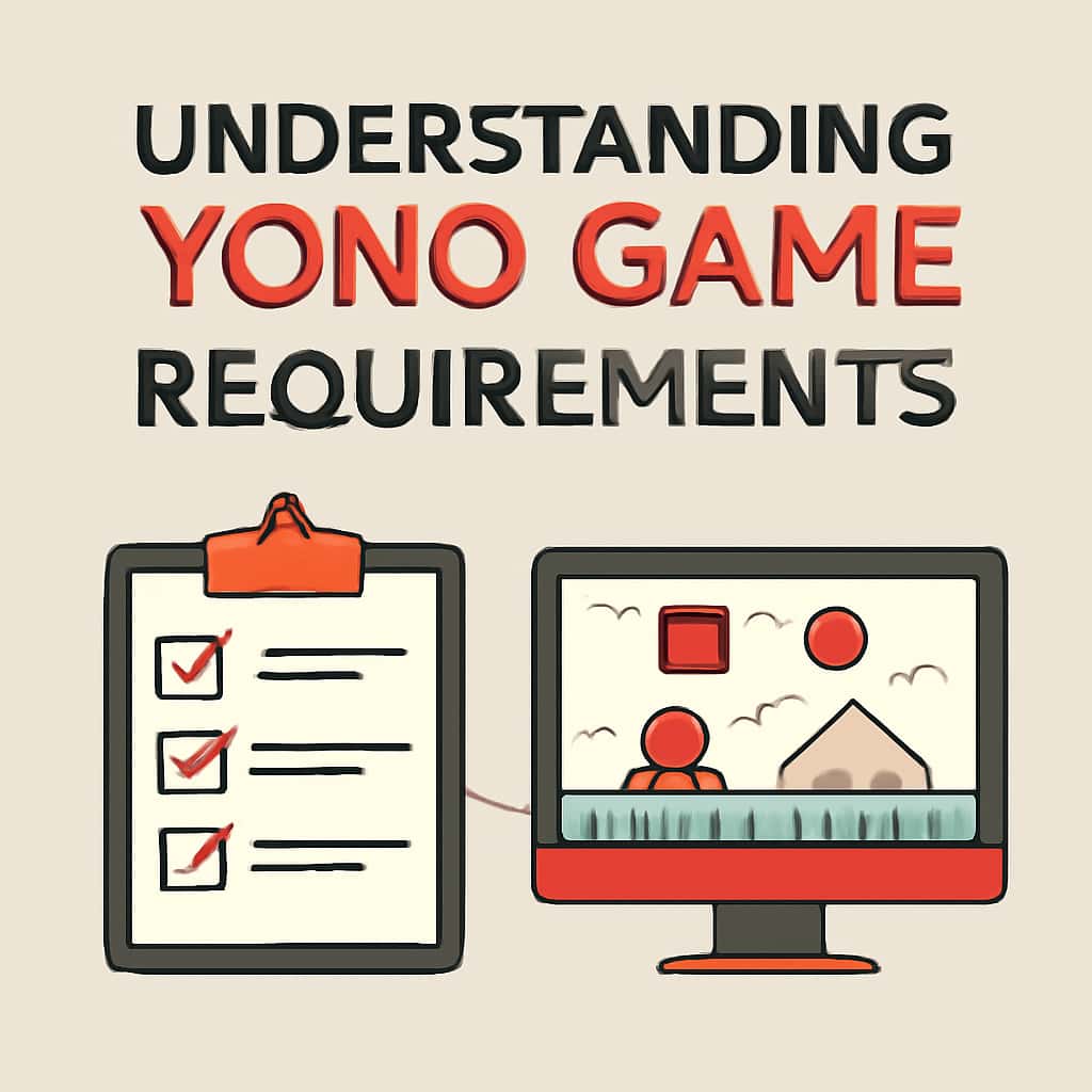 An illustrated diagram detailing Yono Game requirements.